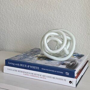 Vintage Murano Art Glass Knot Sculpture -White & Clear